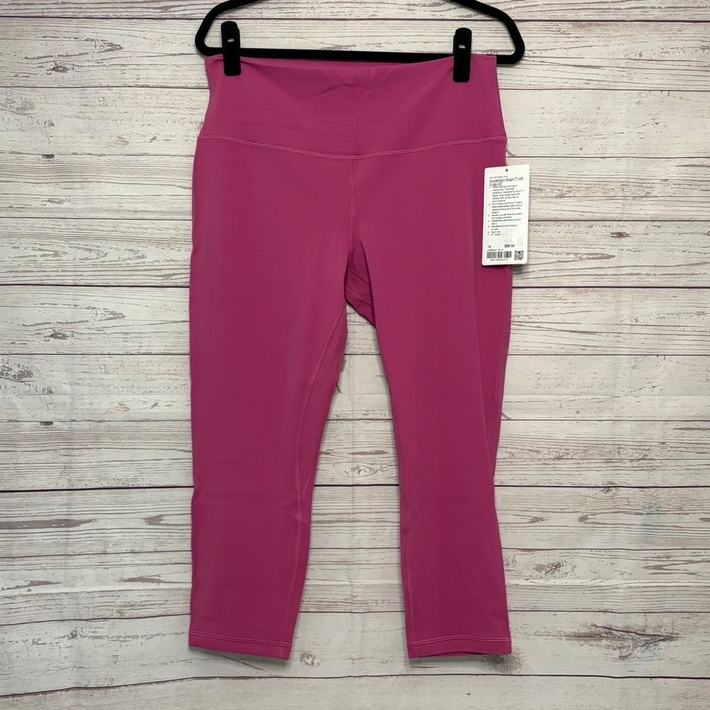 Lululemon Align HR Crop 23 Pink Lychee Nulu Yoga Leggings Size 14 NWT MSRP $88